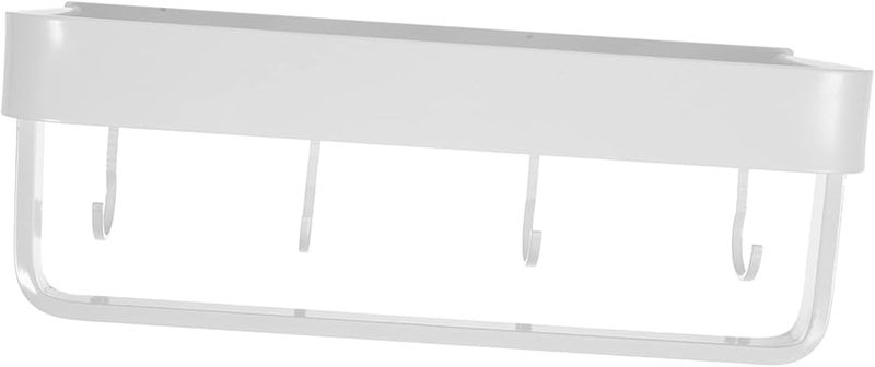 Aluminum Bathroom Towel Rack Wall Mounted Shelf with Hooks for Storage - Image 1